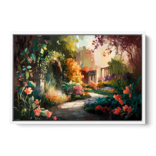 Oxford Botanical Gardens - White Framed Canvas Wall Art - Front