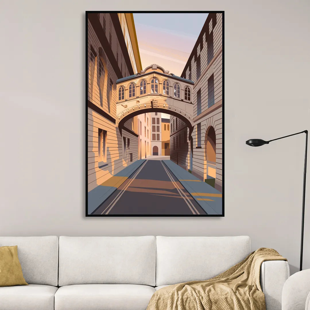 Oxford Bridge of Sighs Sitting Room - Black Canvas Wall Art