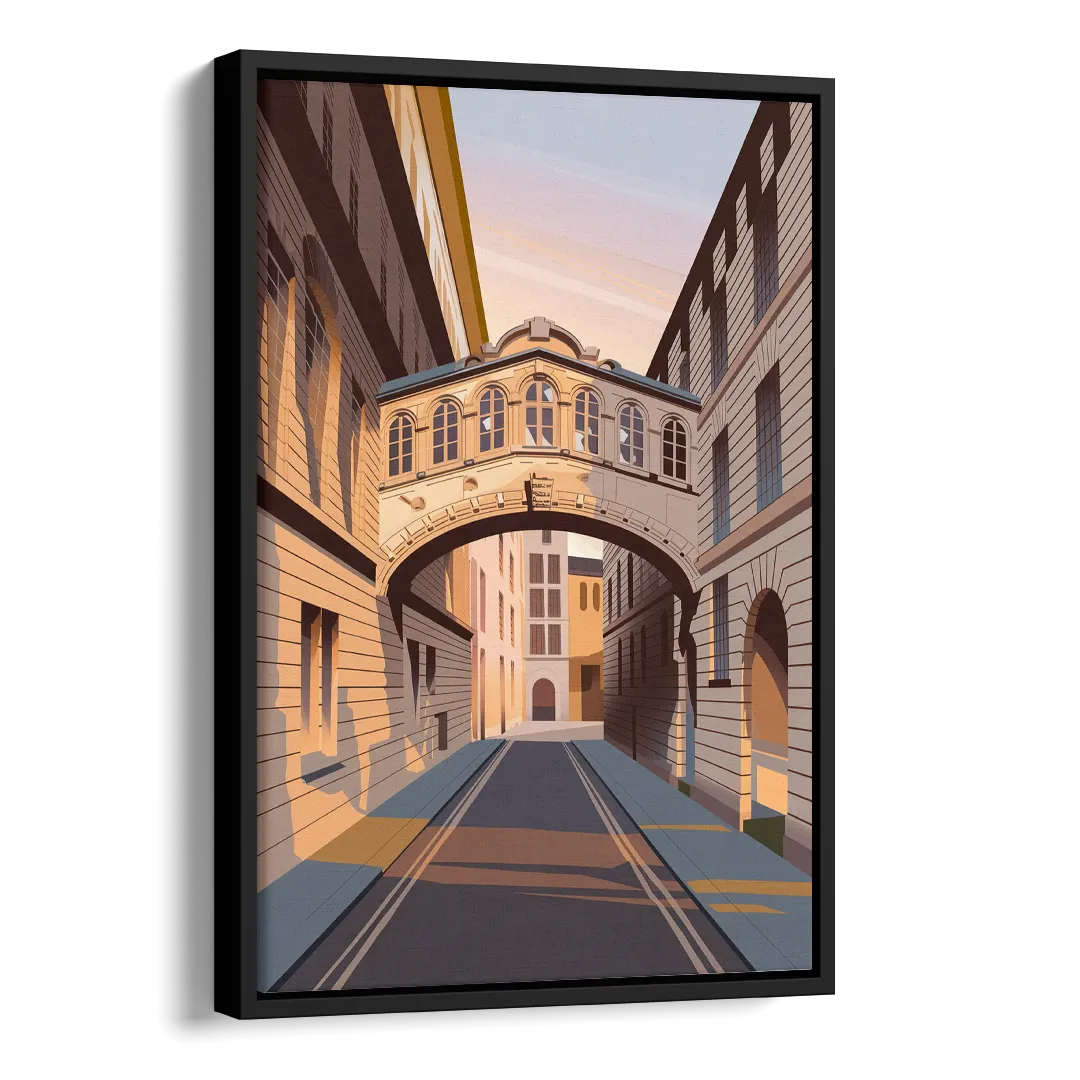 Oxford Bridge of Sighs Side - Black Canvas Wall Art