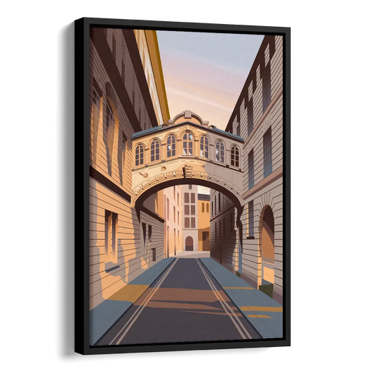 Oxford Bridge of Sighs Side - Black Canvas Wall Art