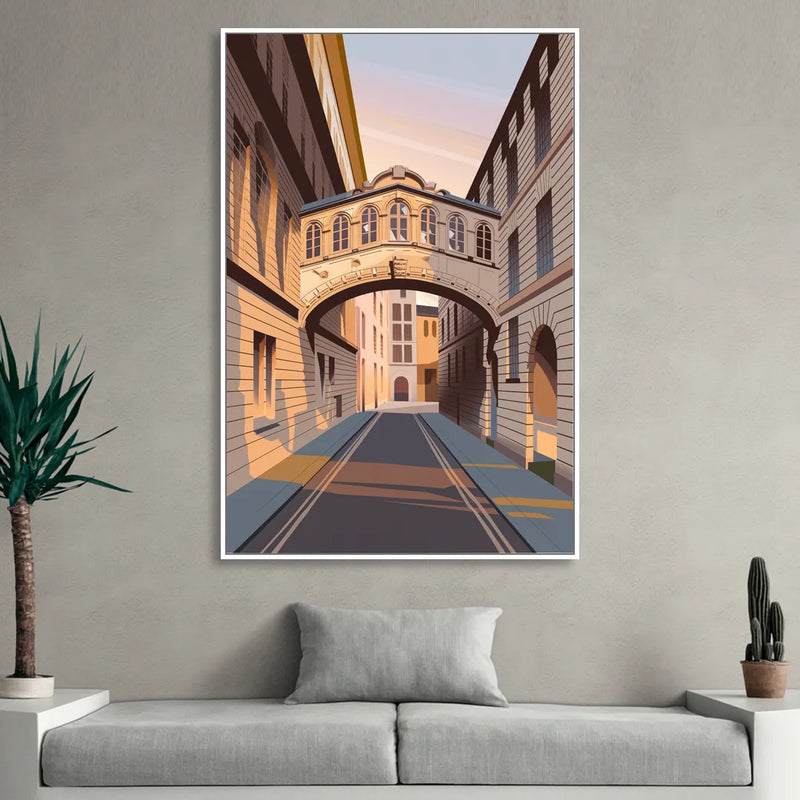 Oxford Bridge of Sighs Sitting Room - White Canvas Wall Art
