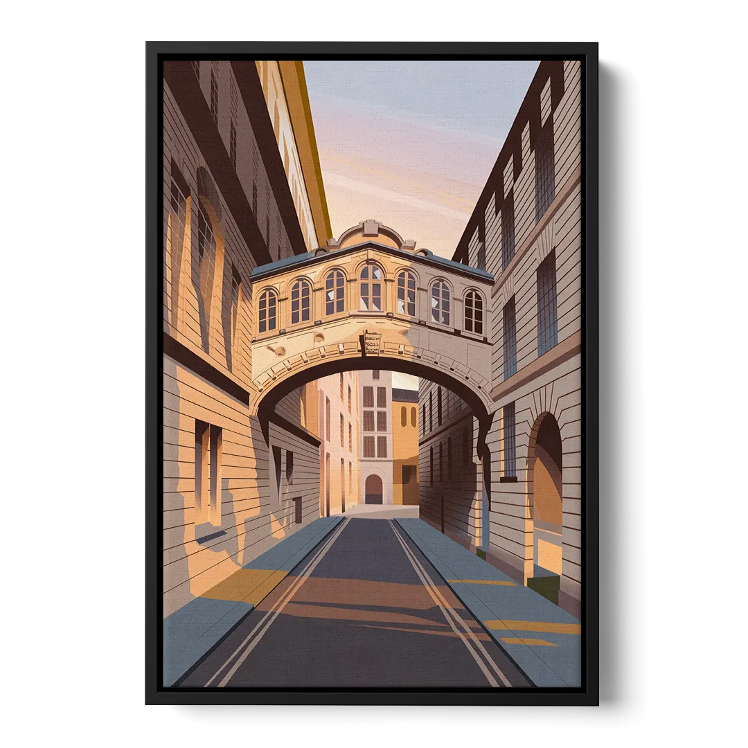 Oxford Bridge of Sighs Front - Black Canvas Wall Art