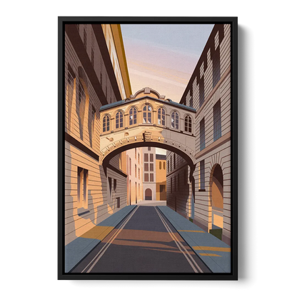Oxford Bridge of Sighs Front - Black Canvas Wall Art