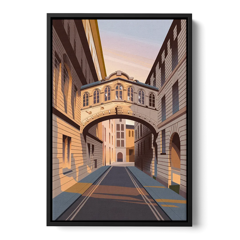 Oxford Bridge of Sighs Front - Black Canvas Wall Art