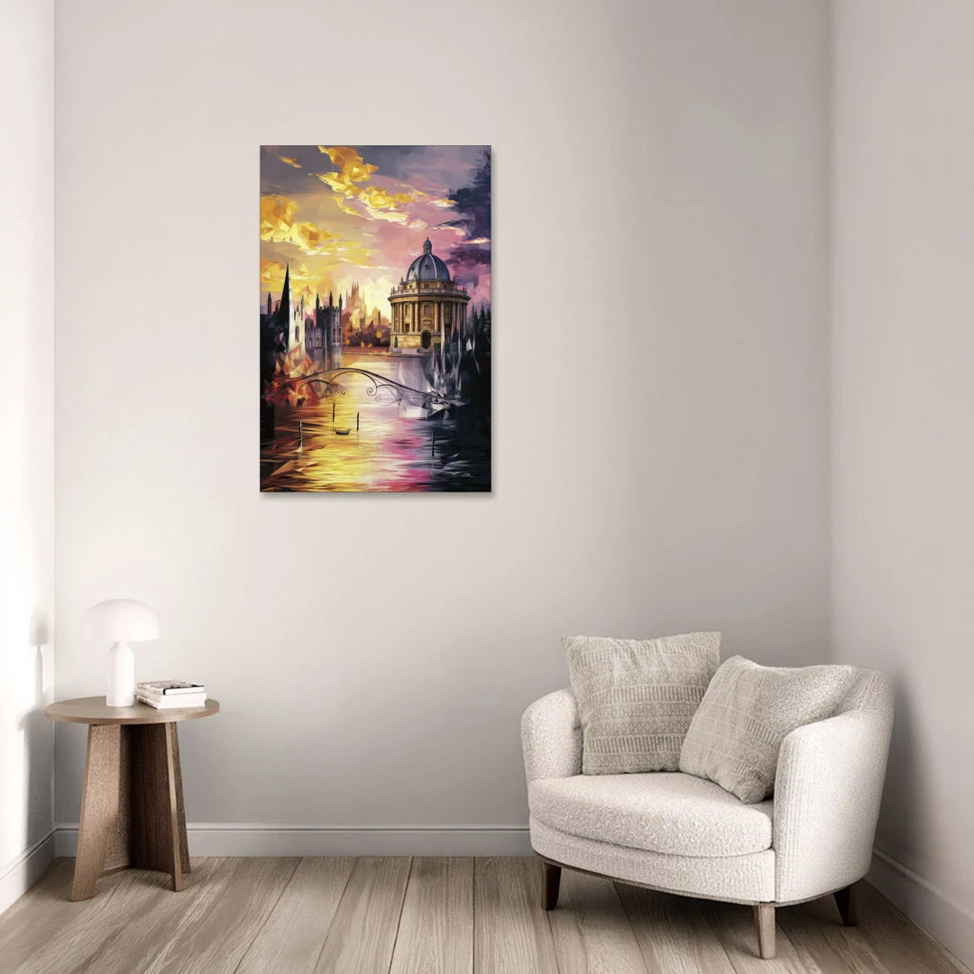 Oxford Cityscape Sunset - Canvas Wall Art - Sofa - 24x36