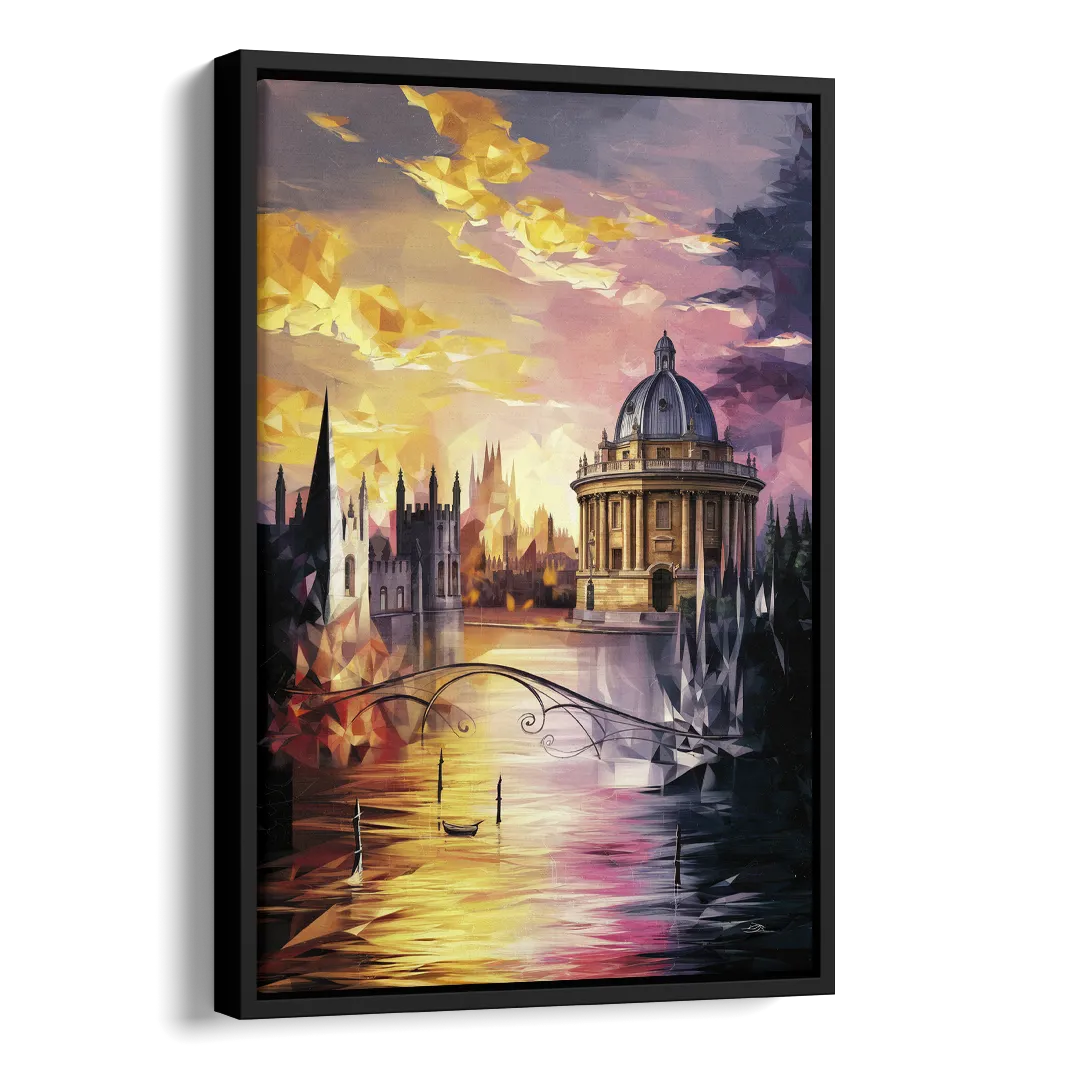 Oxford Cityscape Sunset Side - Black Canvas Wall Art