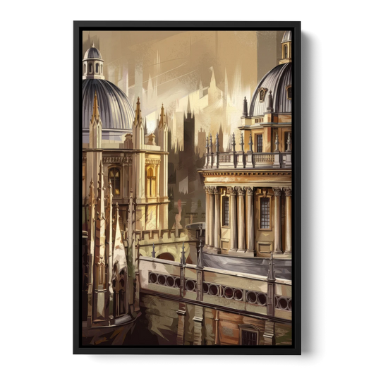 Oxford College Architecture - Black Framed Canvas Wall Art - Front