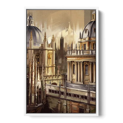 Oxford College Architecture Front - White Canvas Wall Art