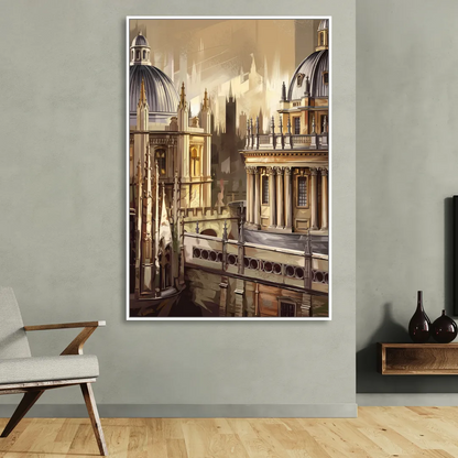 Oxford College Architecture Sitting Room - White Canvas Wall Art
