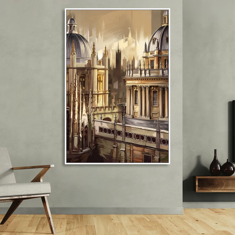Oxford College Architecture Sitting Room - White Canvas Wall Art