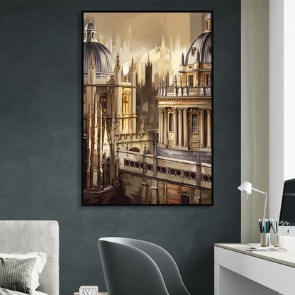 Oxford College Architecture Sitting Room - Black Canvas Wall Art