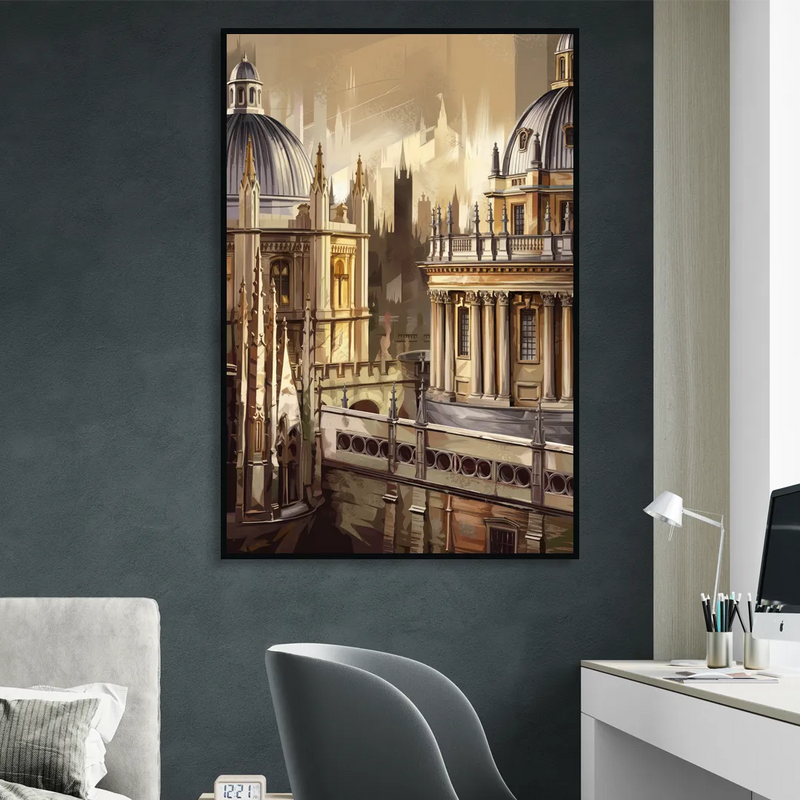 Oxford College Architecture Sitting Room - Black Canvas Wall Art