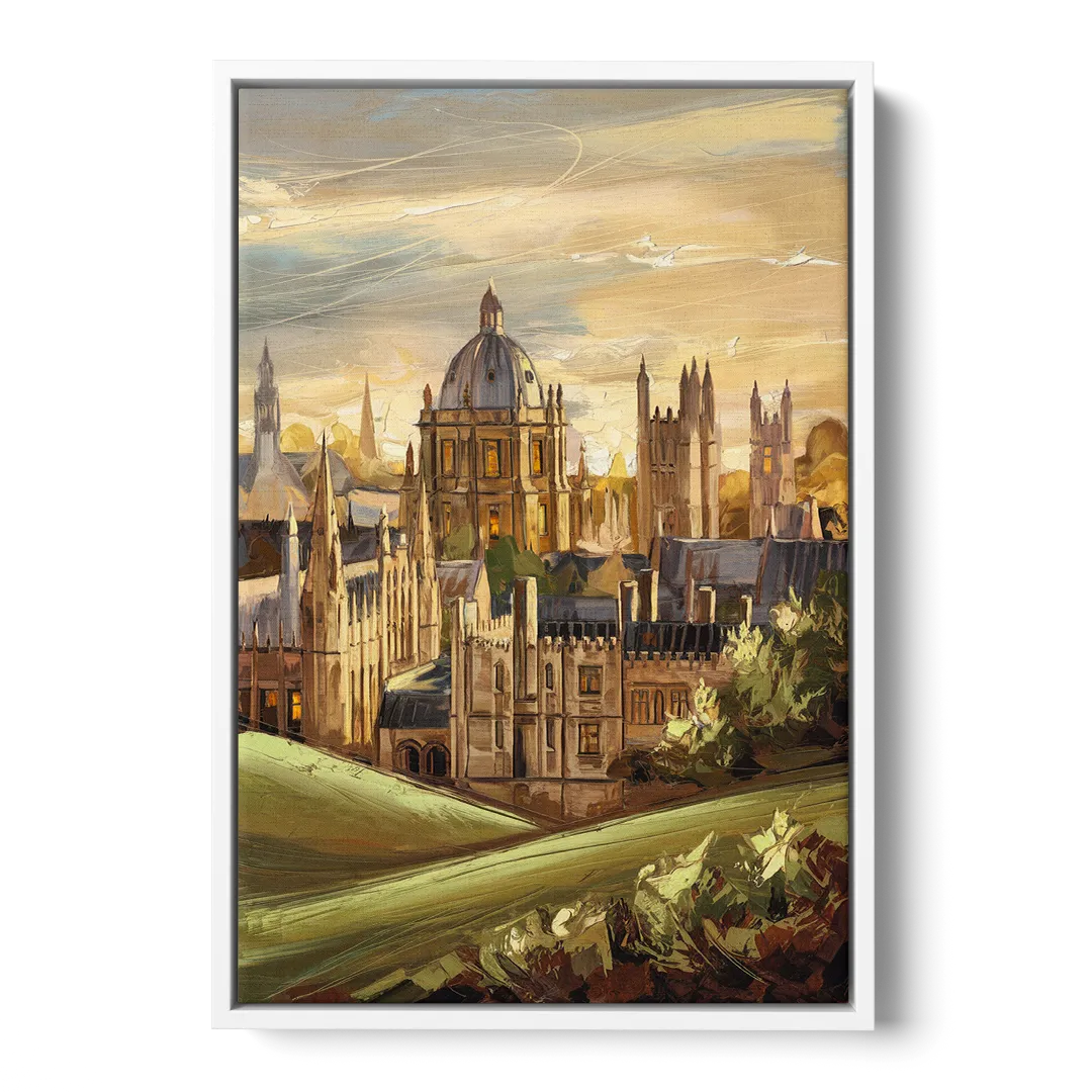 Oxford Dreaming Spires Front - White Canvas Wall Art