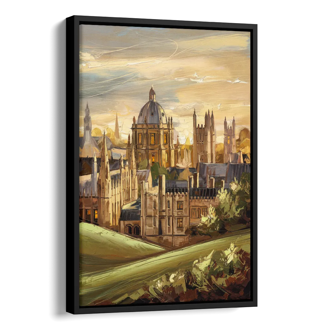 Oxford Dreaming Spires Side - Black Canvas Wall Art