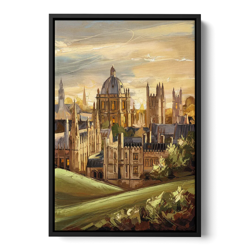Oxford Dreaming Spires Front - Black Canvas Wall Art