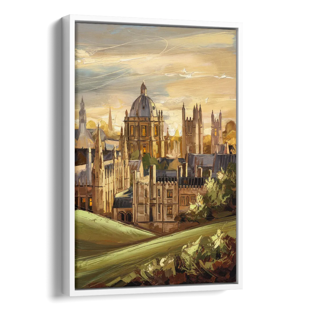 Oxford Dreaming Spires Side - White Canvas Wall Art