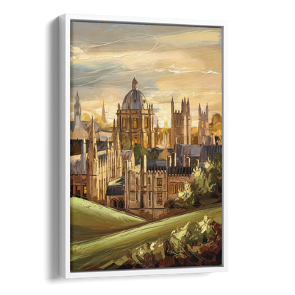 Oxford Dreaming Spires Side - White Canvas Wall Art