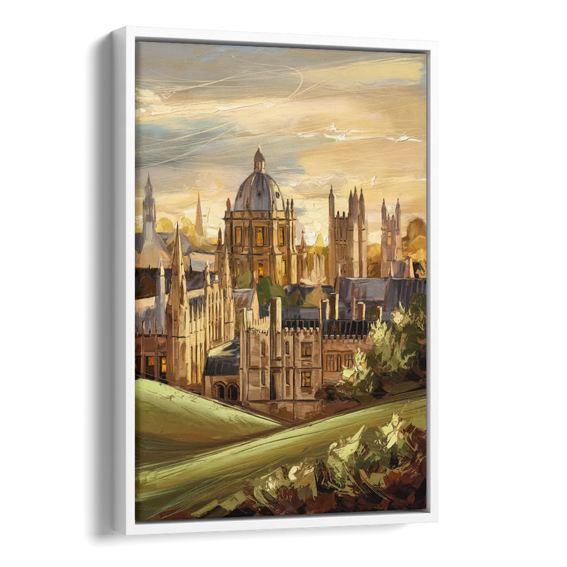 Oxford Dreaming Spires Side - White Canvas Wall Art