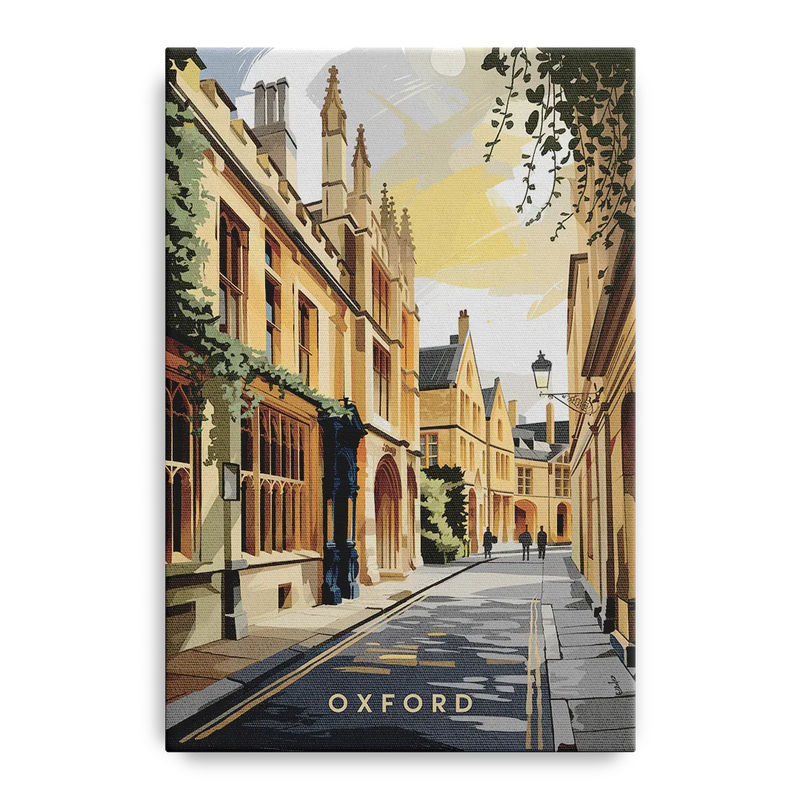 Oxford Historic Streets Front - Canvas Wall Art