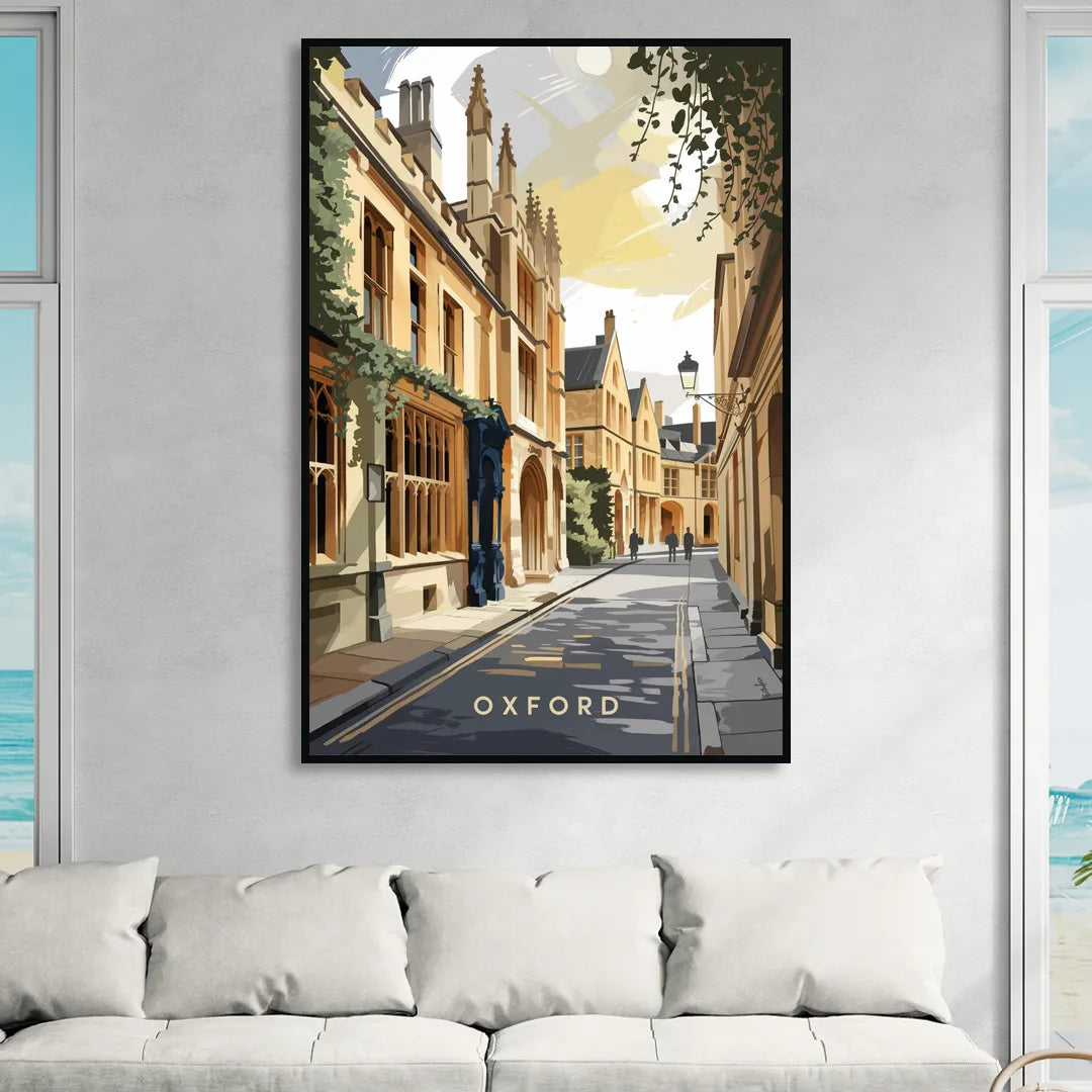 Oxford Historic Streets Sitting Room - Black Canvas Wall Art
