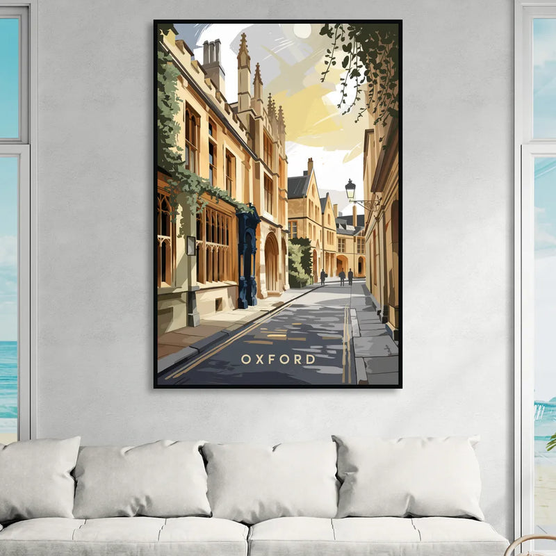 Oxford Historic Streets Sitting Room - Black Canvas Wall Art