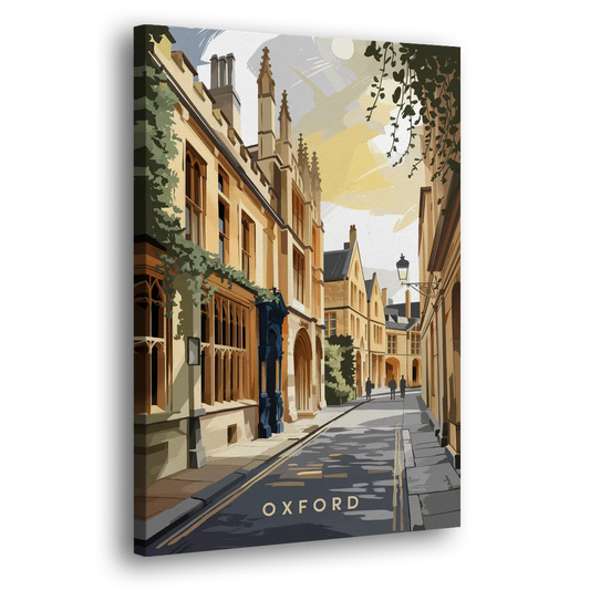Oxford Historic Streets Side - Canvas Wall Art
