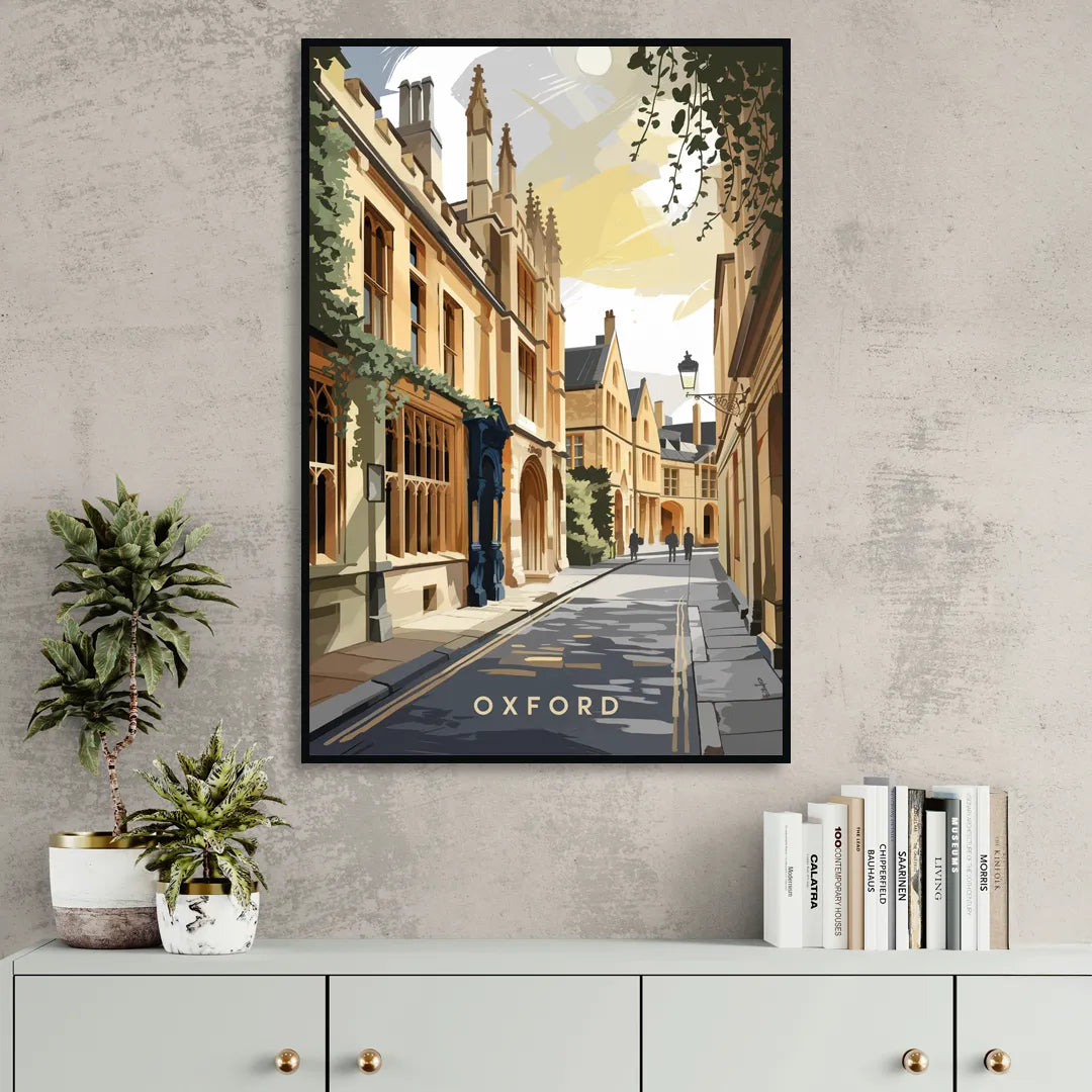 Oxford Historic Streets Living Room - Black Canvas Wall Art