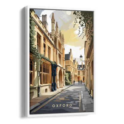 Oxford Historic Streets Side - White Canvas Wall Art