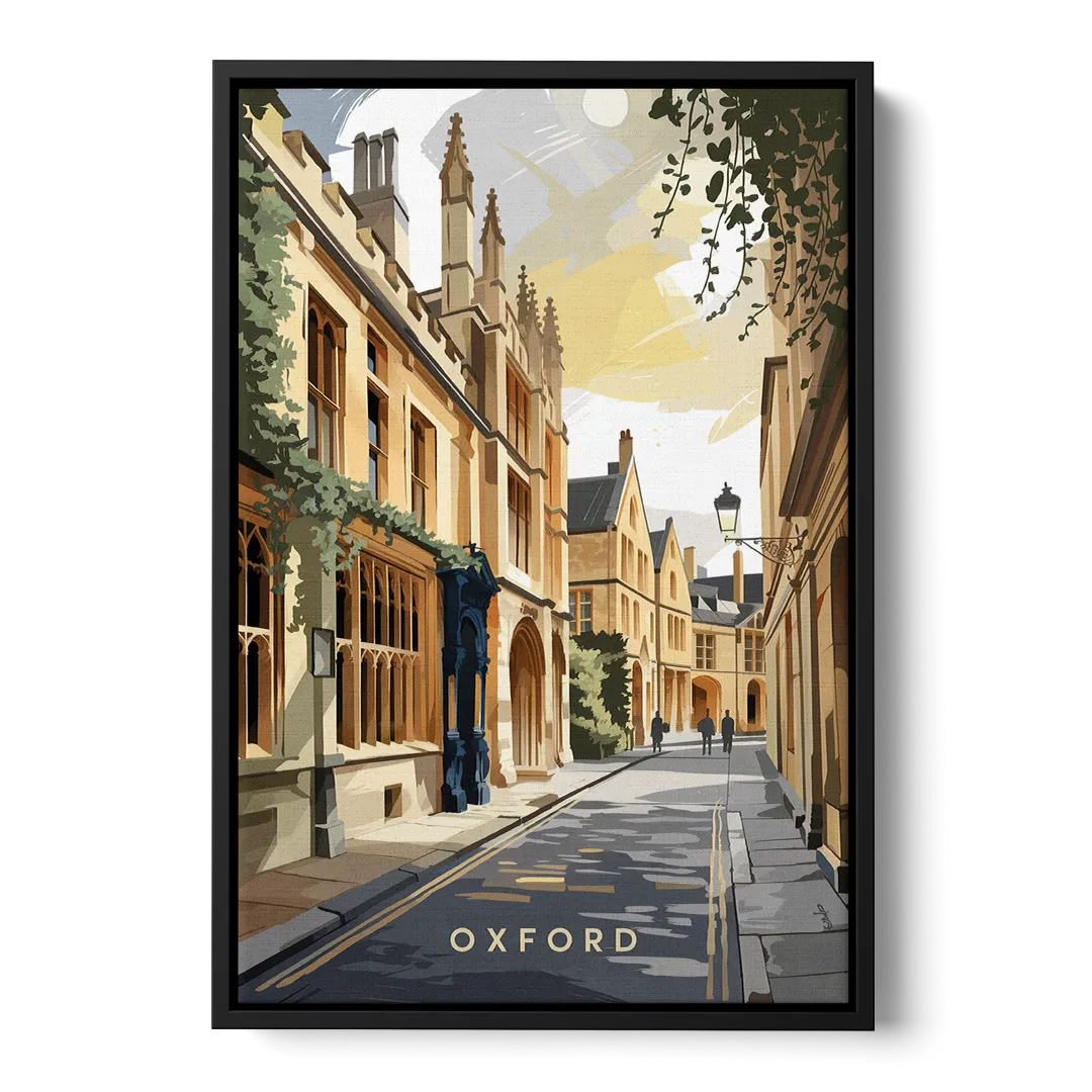 Oxford Historic Streets Front - Black Canvas Wall Art