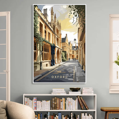 Oxford Historic Streets Living Room - White Canvas Wall Art