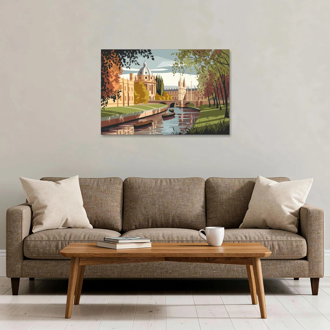 Oxford River Thames View - Canvas Wall Art - Sofa - 36x24
