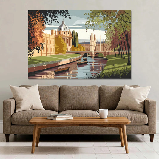 Oxford River Thames View - Canvas Wall Art - Sofa - 60x40