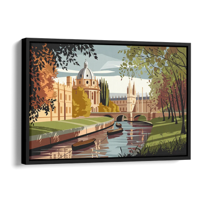 Oxford River Thames View Side - Black Canvas Wall Art