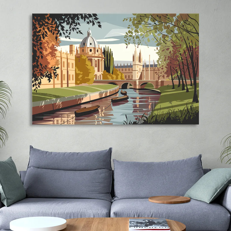 Oxford River Thames View Sitting Room - Canvas Wall Art