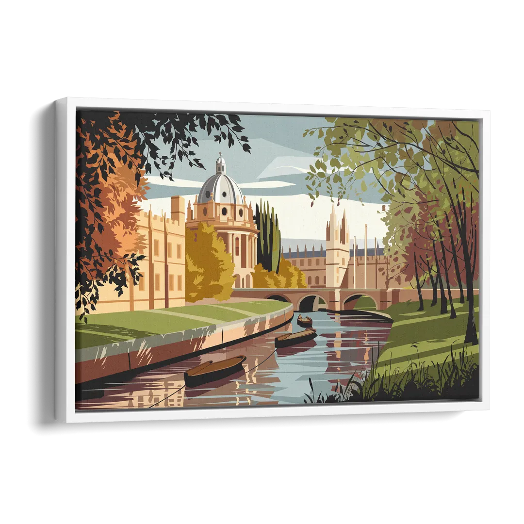 Oxford River Thames View Side - White Canvas Wall Art