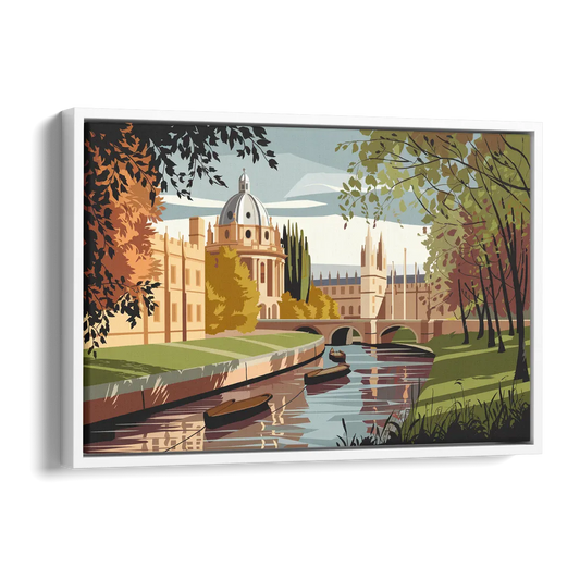 Oxford River Thames View Side - White Canvas Wall Art