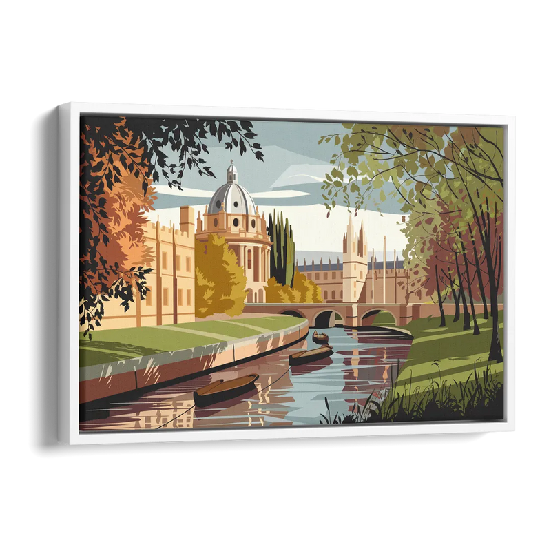 Oxford River Thames View Side - White Canvas Wall Art