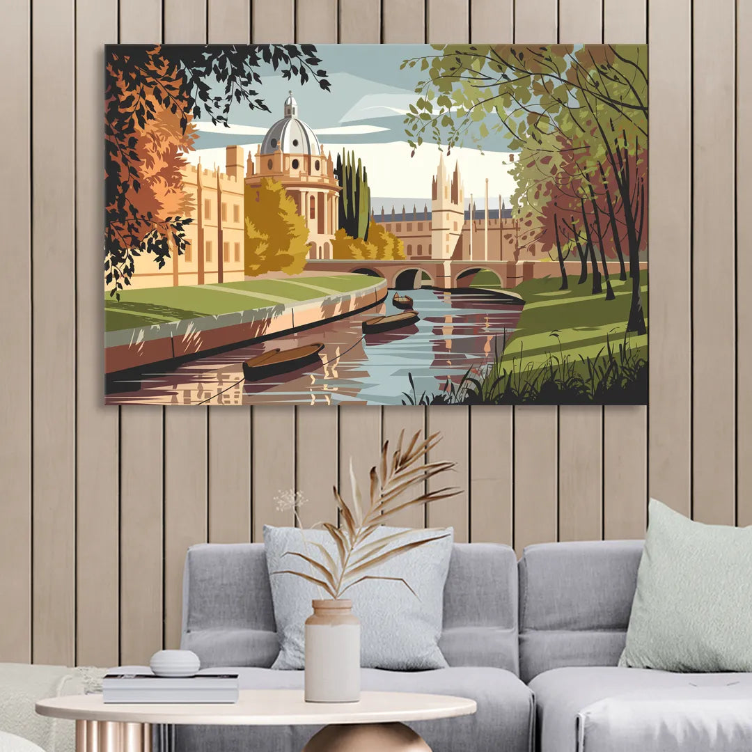 Oxford River Thames View Living Room - Canvas Wall Art