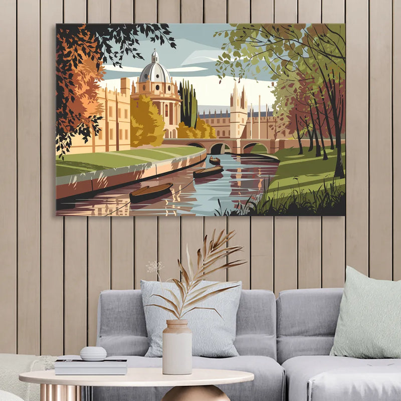Oxford River Thames View Living Room - Canvas Wall Art