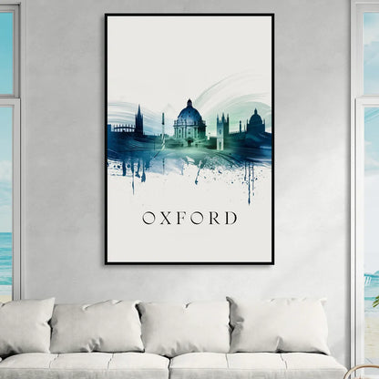 Oxford Skyline Panorama Living Room - Black Canvas Wall Art