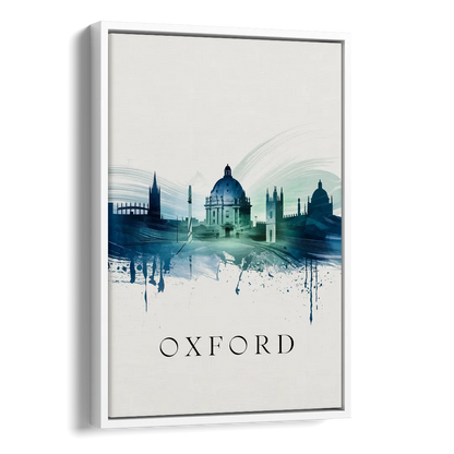 Oxford Skyline Panorama Side - White Canvas Wall Art