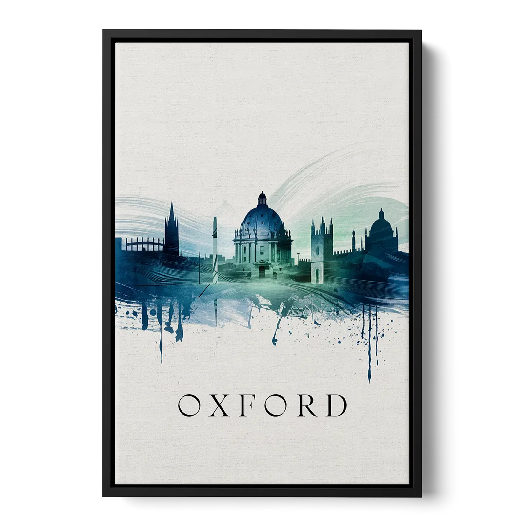 Oxford Skyline Panorama Front - Black Canvas Wall Art