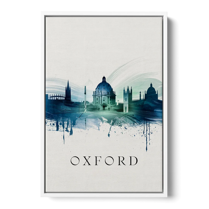 Oxford Skyline Panorama Front - White Canvas Wall Art