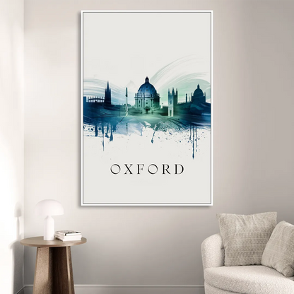 Oxford Skyline Panorama Sitting Room - White Canvas Wall Art