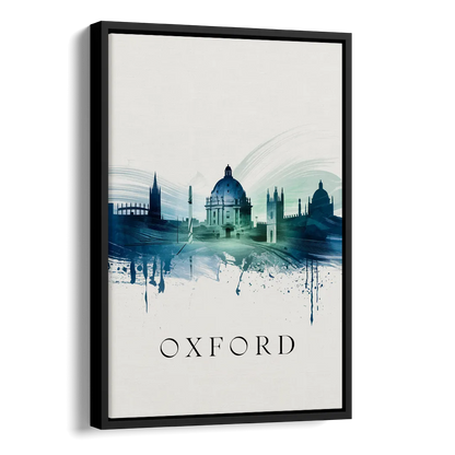 Oxford Skyline Panorama Side - Black Canvas Wall Art