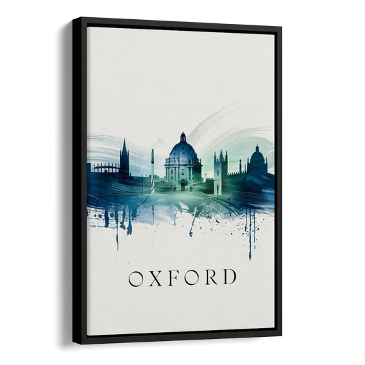 Oxford Skyline Panorama Side - Black Canvas Wall Art
