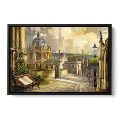 Oxford University Charm - Black Framed Canvas Wall Art - Front