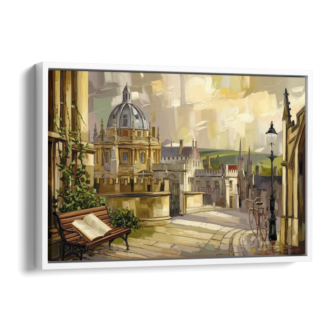 Oxford University Charm Side - White Canvas Wall Art