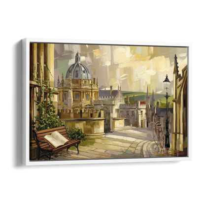 Oxford University Charm Side - White Canvas Wall Art