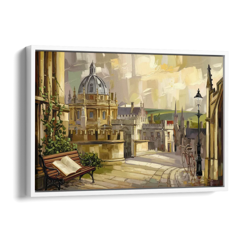 Oxford University Charm Side - White Canvas Wall Art